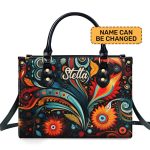 Floral Boho - Personalized Leather Handbag Stb128