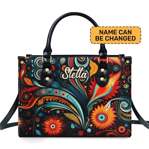 Floral Boho - Personalized Leather Handbag Stb128