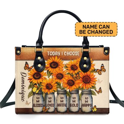 Today I Choose - Personalized Leather Handbag Stb23
