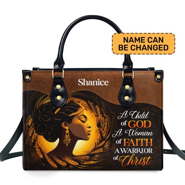 A Child Of God - Personalized Leather Handbag Stb27