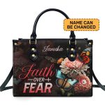 Faith Over Fear - Personalized Leather Handbag Stb28