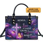 Live By Faith - Personalized Leather Handbag Stb31