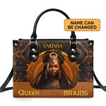 Queen Crowned In Braids - Personalized Leather Handbag Stb33