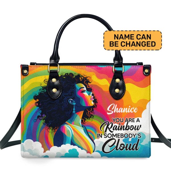 You Are A Rainbow - Personalized Leather Hand Bag Stb48