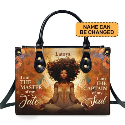 I Am The Master Of My Fate - Personalized Leather Handbag Stb56