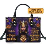 Always A Queen - Personalized Purple Leather Handbag Stb68