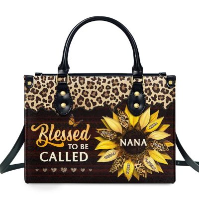 Blessed To Be Called Grandma - Personalized Leather Handbag