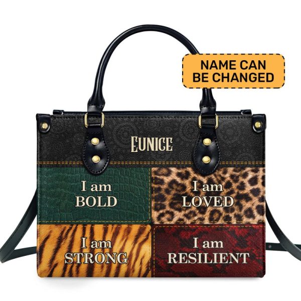 I Am Bold, Loved, Strong, Resilient - Personalized Leather Handbag Sbhn03