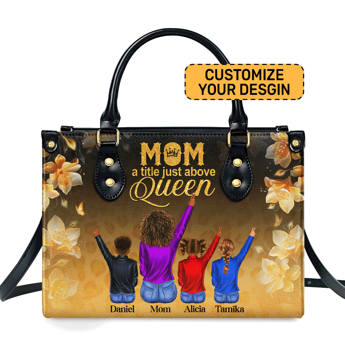 Mom A Title Just Above Queen - Personalized Leather Handbag Stb209