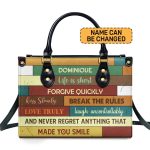 Life Is Short - Personalized Purple Leather Handbag Stb171