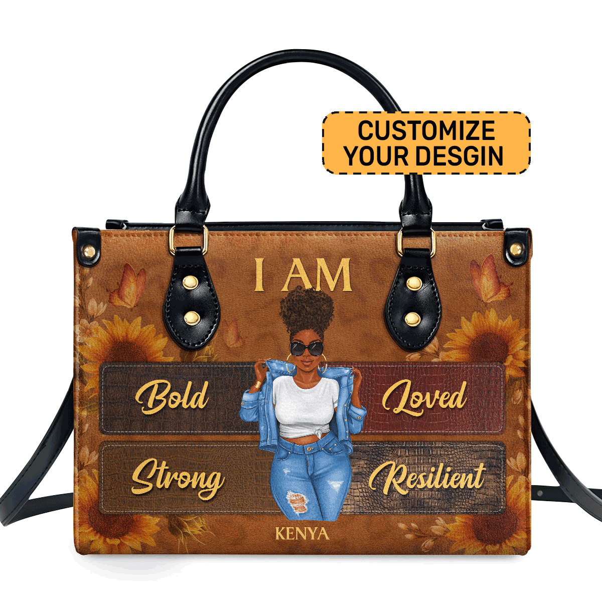I Am - Personalized Leather Handbag Stb03