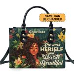 She Was Herself And That'S What Made Her Beautiful - Personalized Leather Handbag Sbn05