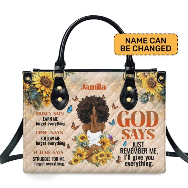 God Says Just Remember Me - Personalized Leather Handbag Sblhblm1402Ta