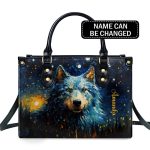 Wolf Under The Starry Night - Personalized Leather Handbag Msm26