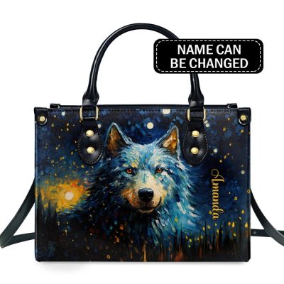 Wolf Under The Starry Night - Personalized Leather Handbag Msm26