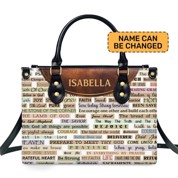 Faith Text - Personalized Leather Hand Bag Sblhbpt771T