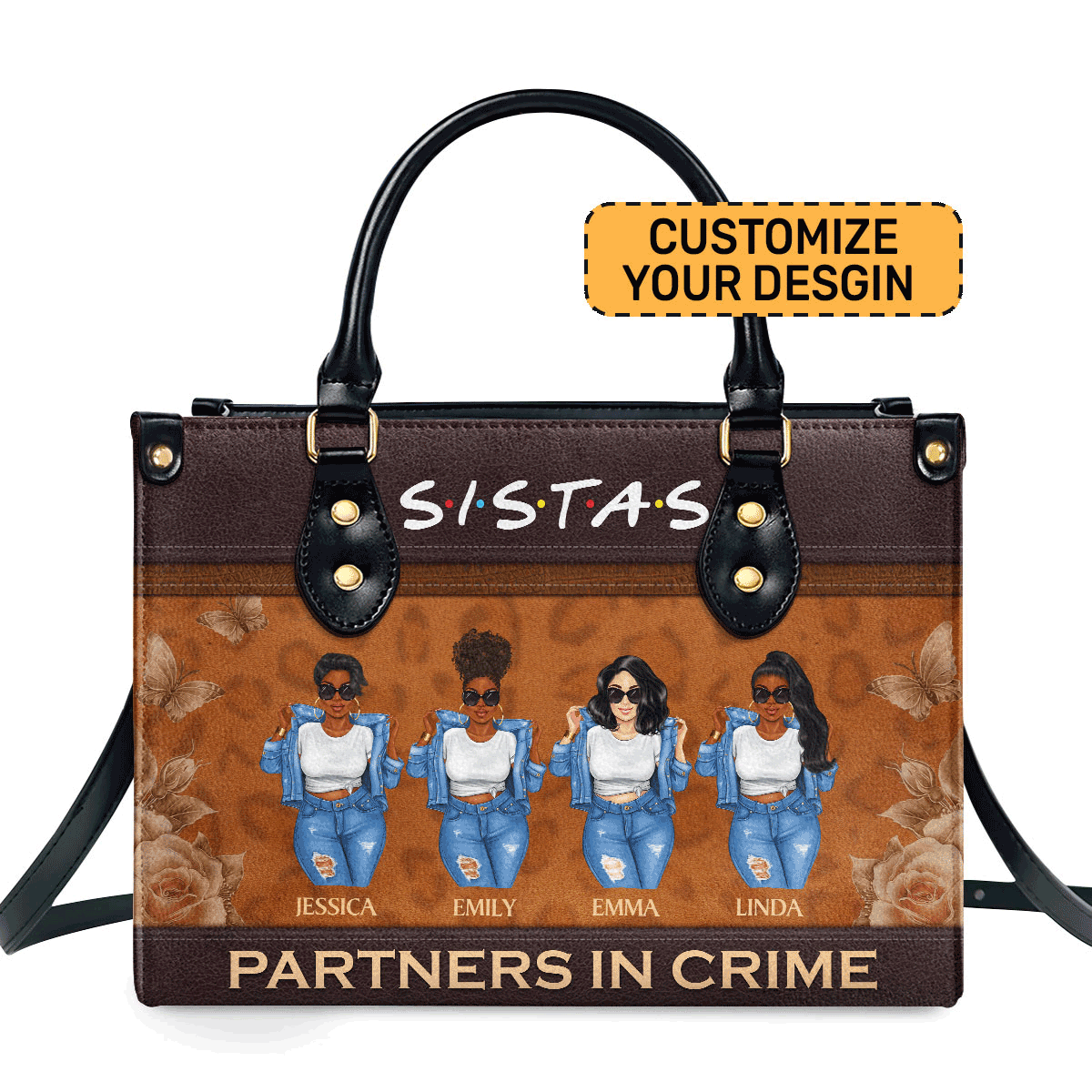 Partners In Crime - Personalized Leather Handbag Stb04