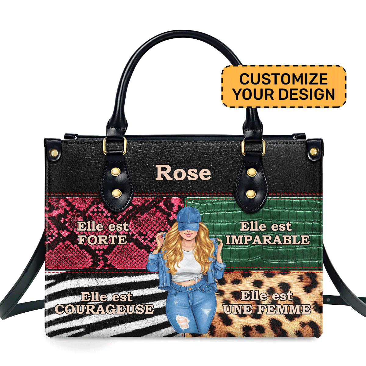 Elle Est Forte - Personalized Leather Hand Bag Sblhbt68