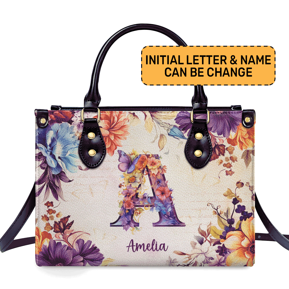 Initial Letter - Personalized Leather Handbag Sb98