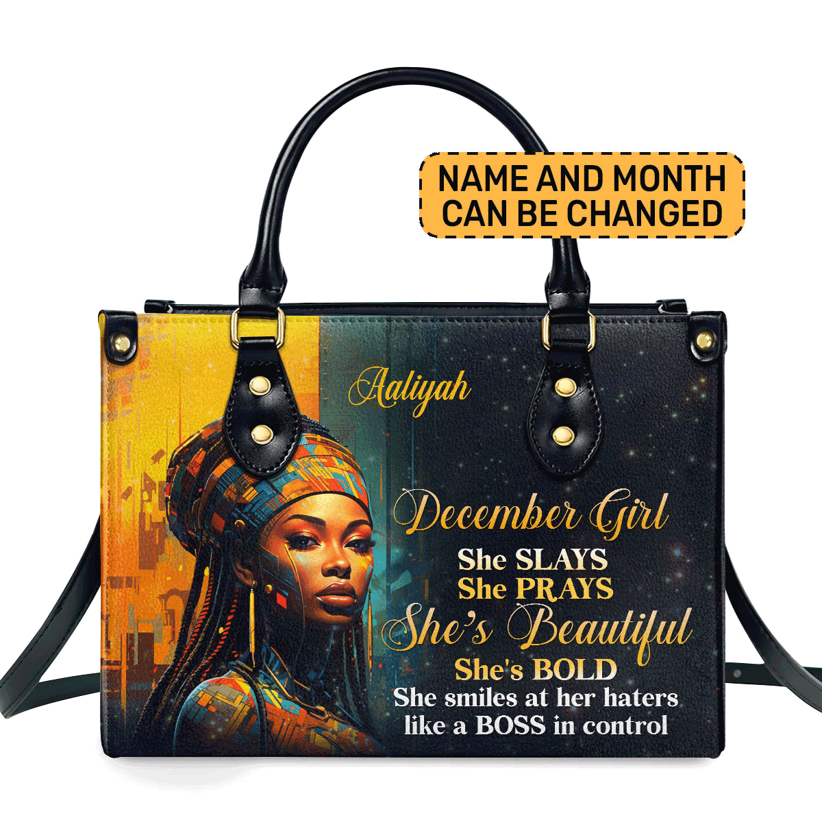 Month Girl - Personalized Purple Leather Handbag Stb176