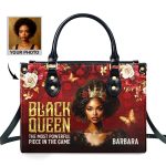 Black Queen Is Powerful - Personalized Leather Handbag
