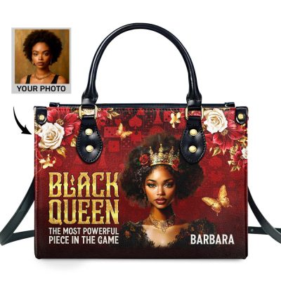 Black Queen Is Powerful - Personalized Leather Handbag