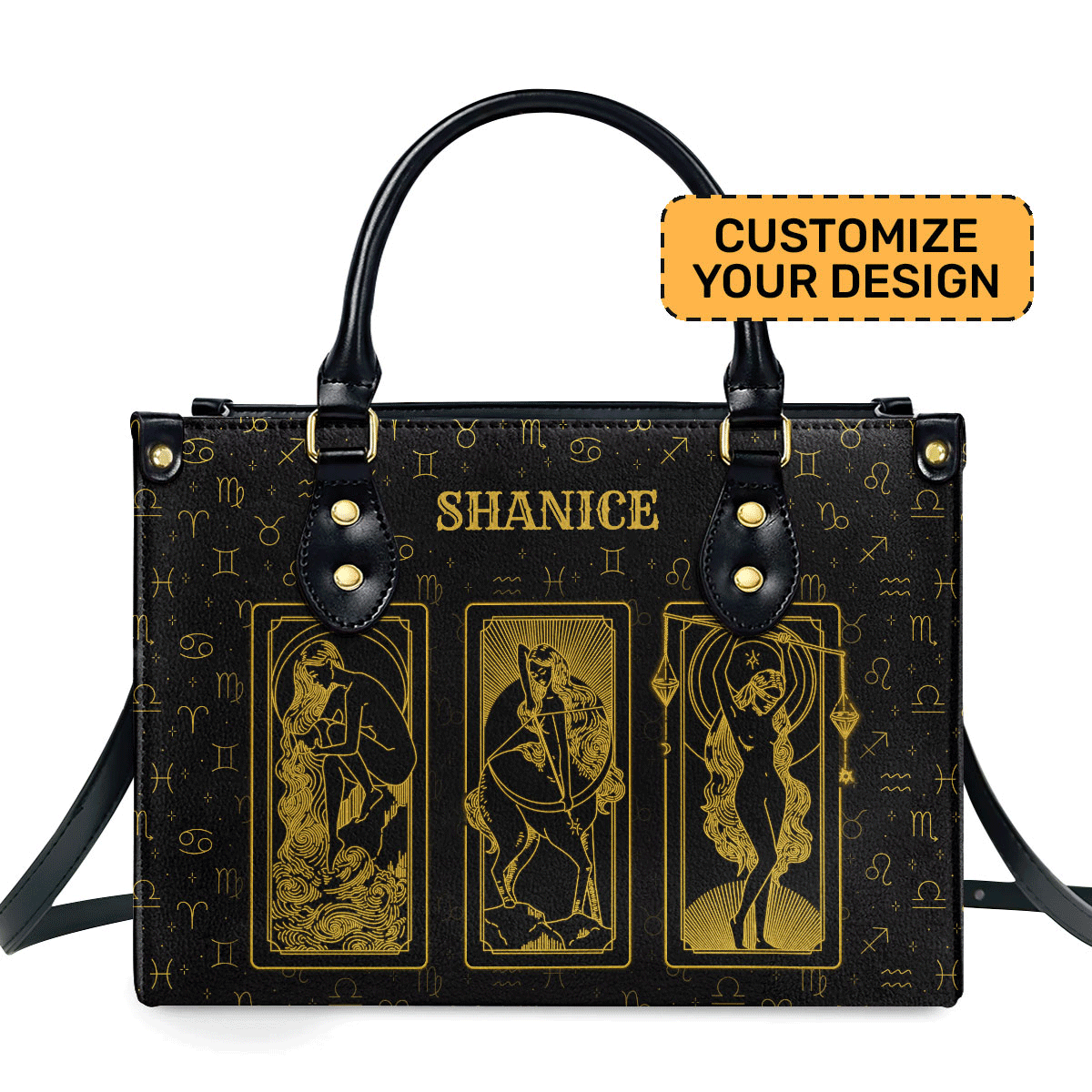 The Big Three Zodiac Signs - Personalized Leather Handbag Sbhn08