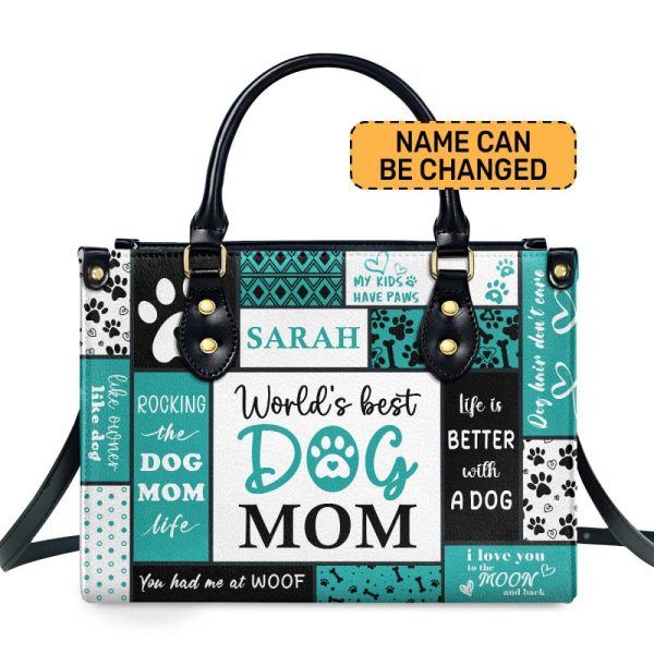 World'S Best Dog Mom - Personalized Leather Handbag Sbha04