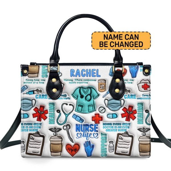 Nurse Life - Personalized Leather Handbag Sbn10