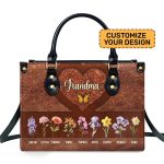 Grandma Mom Birth Month - Personalized Leather Handbag Sblhblm1392D