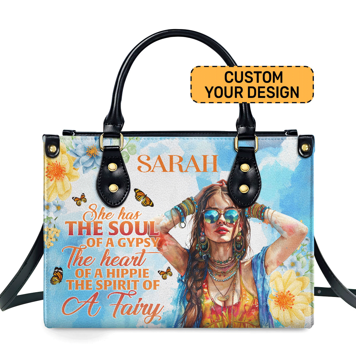 She Has The Soul Of A Gypsy - Personalized Leather Handbag Sbn07