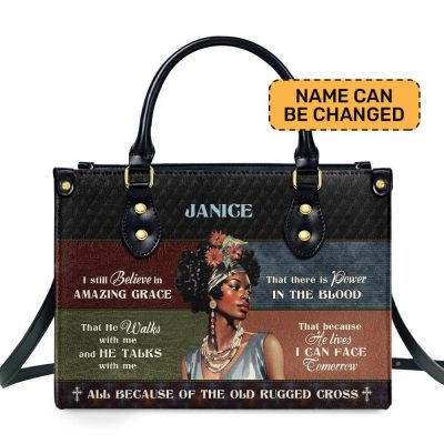 I Still Believe In Amazing Grace - Personalized Leather Handbag Mb52