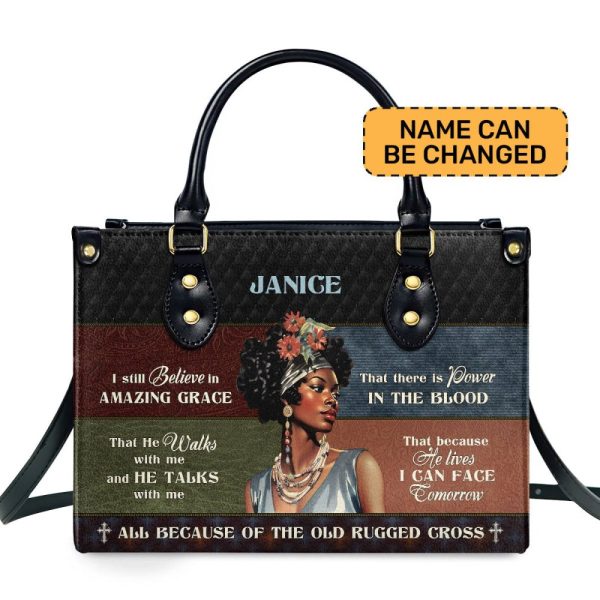 I Still Believe In Amazing Grace - Personalized Leather Handbag Mb52