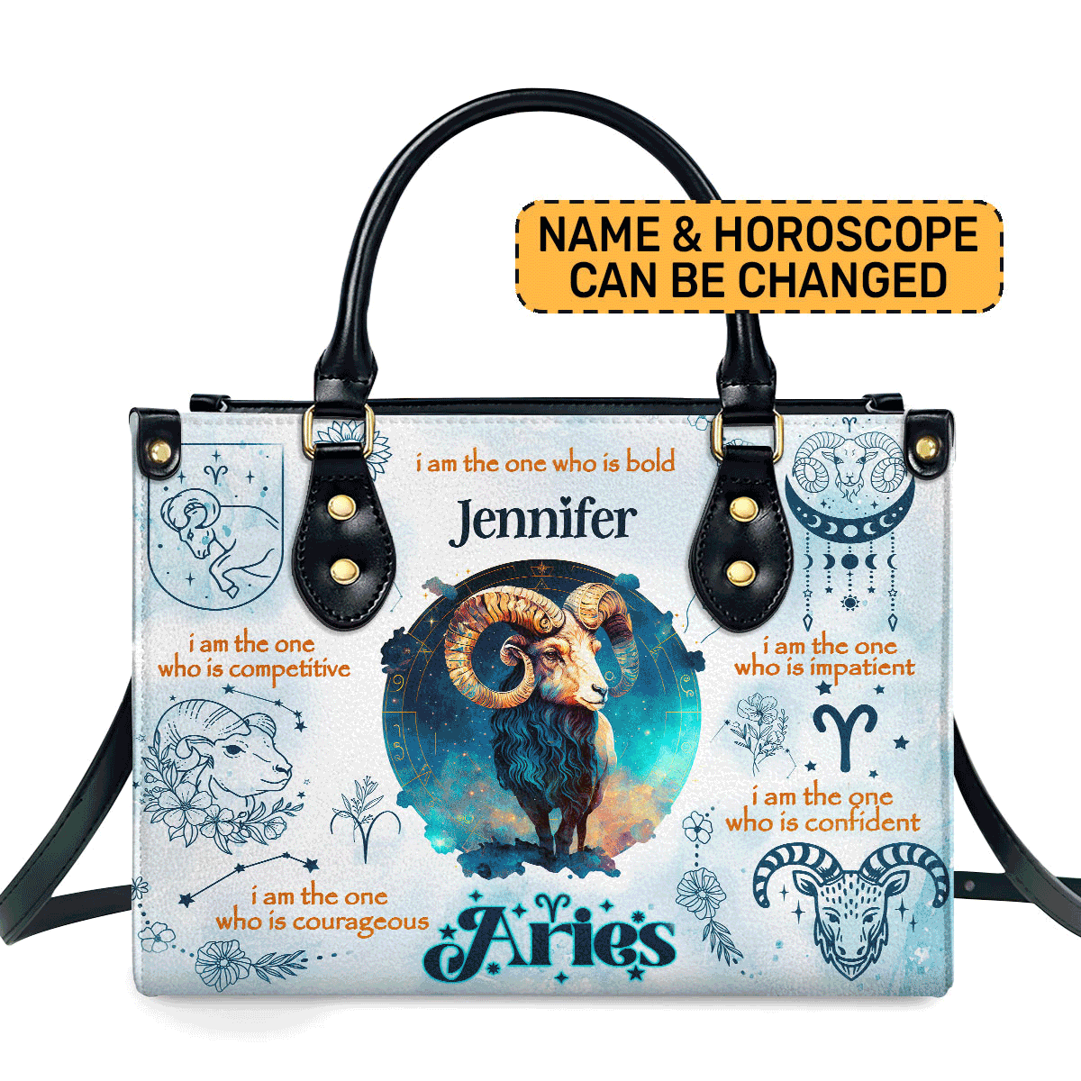 12 Zodiac Signs - Personalized Leather Handbag Stb216
