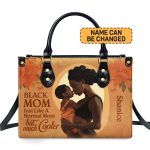 Black Mom Just Like A Normal Mom But Much Cooler -  Personalized Leather Handbag Stb125