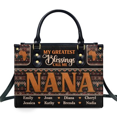 My Greatest Blessings Call Me - Personalized Leather Handbag