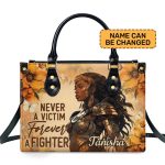 Forever A Fighter - Personalized Leather Hand Bag Stb83
