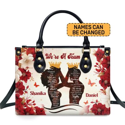 We'Re A Team - Personalized Leather Handbag Stb154