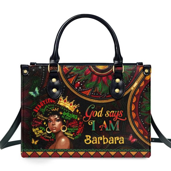 God Says I Am Black - Personalized Leather Handbag
