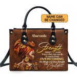 Strength Doesn'T Come From What You Can Do - Personalized Purple Leather Handbag Stb170
