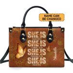 She Is Strong - Personalized Leather Handbag Stb180