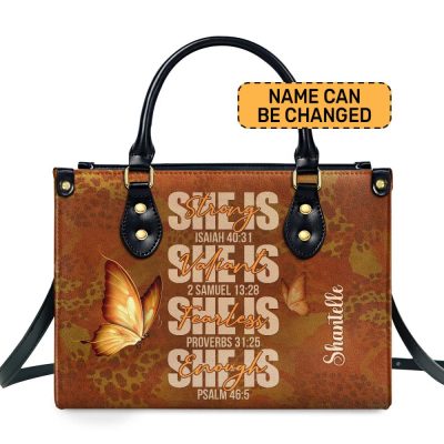 She Is Strong - Personalized Leather Handbag Stb180