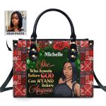She Who Kneels Before God Can Stand Before Anyone - Personalized Leather Handbag