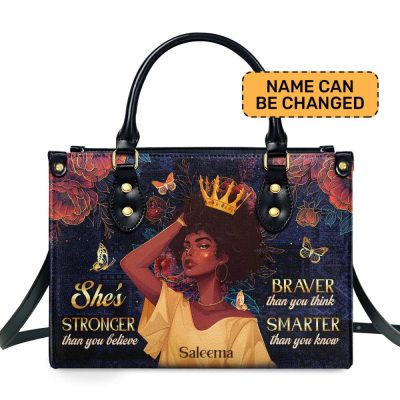 She'S Stronger Than You Believe - Personalized Leather Handbag Sblhblm1143M