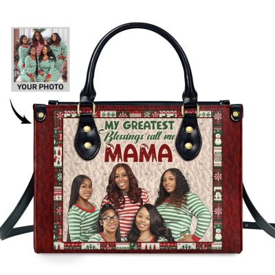 My Greatest Blessings Call Me  - Personalized Leather Handbag