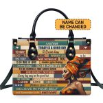 Today Is A Good Day - Personalized Purple Leather Handbag Stb175