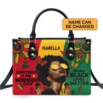 Juneteenth Is My Independence Day - Personalized Leather Handbag Sblhbt54