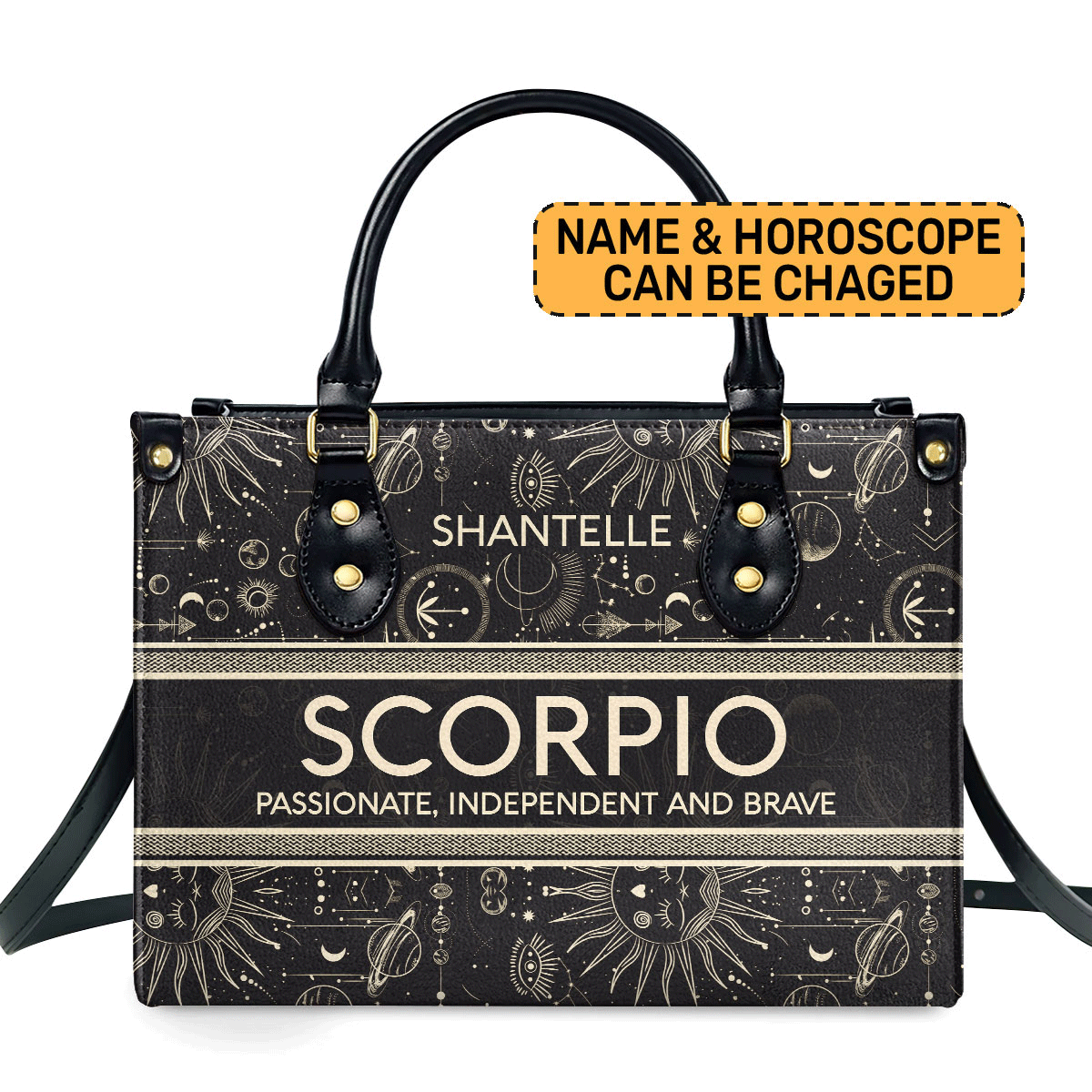 Zodiac Signs - Personalized Leather Handbag Stb217