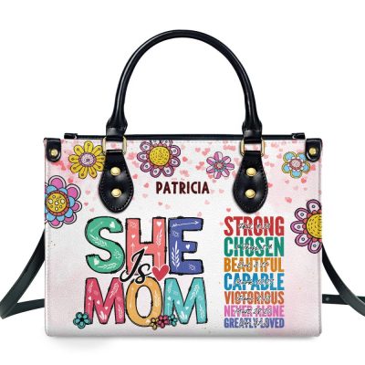 She Is Mom - Personalized Leather Handbag