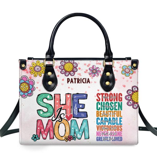 She Is Mom - Personalized Leather Handbag